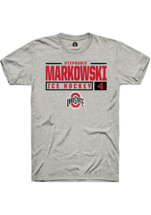 Stephanie Markowski  Ohio State Buckeyes Ash Rally NIL Stacked Box Short Sleeve T Shirt