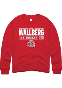 Theo Wallberg  Rally Ohio State Buckeyes Mens Red NIL Stacked Box Long Sleeve Crew Sweatshirt