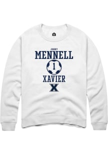 Jonny Mennell  Rally Xavier Musketeers Mens White NIL Sport Icon Long Sleeve Crew Sweatshirt