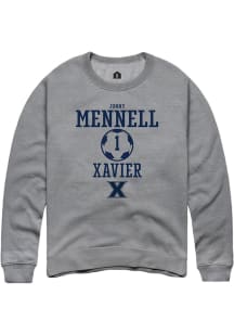 Jonny Mennell  Rally Xavier Musketeers Mens Grey NIL Sport Icon Long Sleeve Crew Sweatshirt