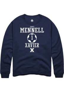 Jonny Mennell  Rally Xavier Musketeers Mens Navy Blue NIL Sport Icon Long Sleeve Crew Sweatshirt