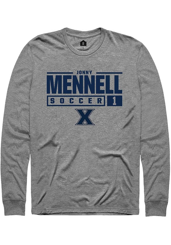 Jonny Mennell  Xavier Musketeers Graphite Rally NIL Stacked Box Long Sleeve T Shirt