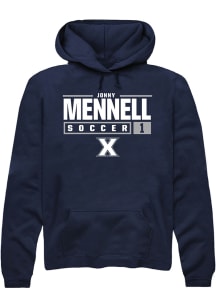 Jonny Mennell  Rally Xavier Musketeers Mens Navy Blue NIL Stacked Box Long Sleeve Hoodie