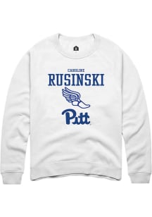 Caroline Rusinski Rally Mens White Pitt Panthers NIL Sport Icon Track Crew Sweatshirt