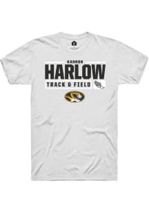 Kannon Harlow  Missouri Tigers White Rally NIL Stacked Box Short Sleeve T Shirt