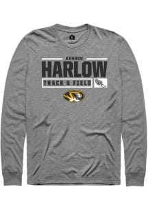Kannon Harlow  Missouri Tigers Grey Rally NIL Stacked Box Long Sleeve T Shirt