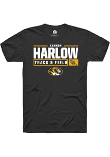 Kannon Harlow  Missouri Tigers Black Rally NIL Stacked Box Short Sleeve T Shirt