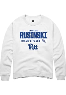 Caroline Rusinski Rally Mens White Pitt Panthers NIL Stacked Box Track Crew Sweatshirt