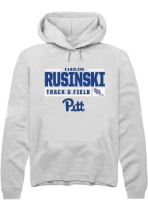 Caroline Rusinski Rally Mens White Pitt Panthers NIL Stacked Box Track Hooded Sweatshirt