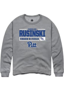 Caroline Rusinski Rally Mens Graphite Pitt Panthers NIL Stacked Box Track Crew Sweatshirt