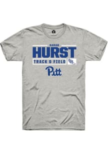 Sarah Hurst Ash Pitt Panthers NIL Stacked Box Track Short Sleeve T Shirt