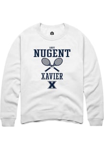 Abby Nugent  Rally Xavier Musketeers Mens White NIL Sport Icon Long Sleeve Crew Sweatshirt