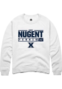 Abby Nugent  Rally Xavier Musketeers Mens White NIL Stacked Box Long Sleeve Crew Sweatshirt