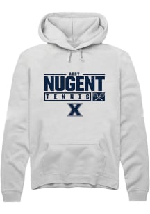 Abby Nugent  Rally Xavier Musketeers Mens White NIL Stacked Box Long Sleeve Hoodie