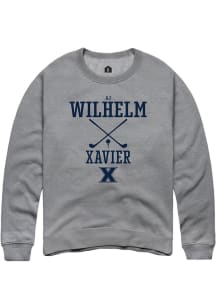 AJ Wilhelm  Rally Xavier Musketeers Mens Graphite NIL Sport Icon Long Sleeve Crew Sweatshirt