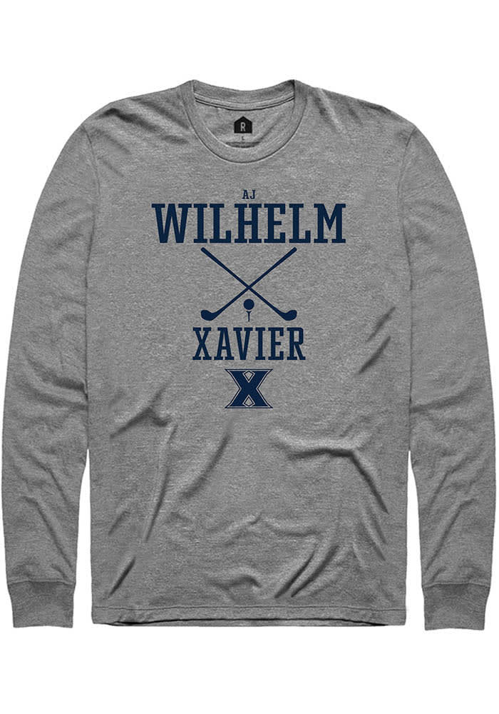 AJ Wilhelm  Xavier Musketeers Graphite Rally NIL Sport Icon Long Sleeve T Shirt