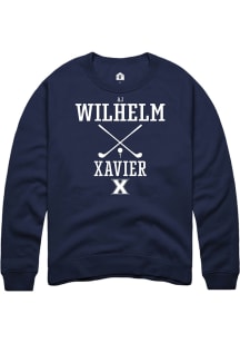 AJ Wilhelm  Rally Xavier Musketeers Mens Navy Blue NIL Sport Icon Long Sleeve Crew Sweatshirt
