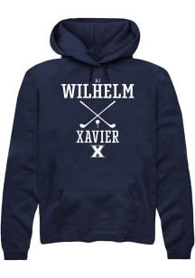 AJ Wilhelm  Rally Xavier Musketeers Mens Navy Blue NIL Sport Icon Long Sleeve Hoodie