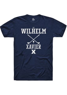 AJ Wilhelm  Xavier Musketeers Navy Blue Rally NIL Sport Icon Short Sleeve T Shirt