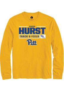 Sarah Hurst Rally Mens Gold Pitt Panthers NIL Stacked Box Track Tee