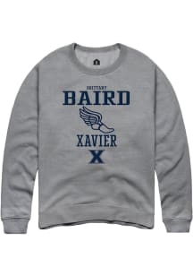 Brittany Baird  Rally Xavier Musketeers Mens Graphite NIL Sport Icon Long Sleeve Crew Sweatshirt