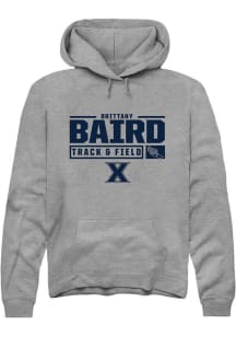 Brittany Baird  Rally Xavier Musketeers Mens Graphite NIL Stacked Box Long Sleeve Hoodie