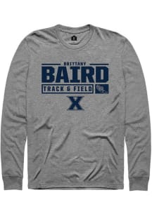 Brittany Baird  Xavier Musketeers Graphite Rally NIL Stacked Box Long Sleeve T Shirt