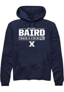 Brittany Baird  Rally Xavier Musketeers Mens Navy Blue NIL Stacked Box Long Sleeve Hoodie