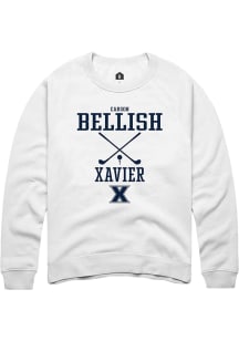 Carson Bellish  Rally Xavier Musketeers Mens White NIL Sport Icon Long Sleeve Crew Sweatshirt