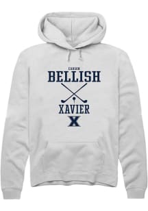 Carson Bellish  Rally Xavier Musketeers Mens White NIL Sport Icon Long Sleeve Hoodie