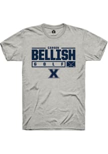 Carson Bellish  Xavier Musketeers Ash Rally NIL Stacked Box Short Sleeve T Shirt