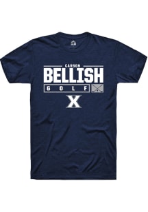 Carson Bellish  Xavier Musketeers Navy Blue Rally NIL Stacked Box Short Sleeve T Shirt