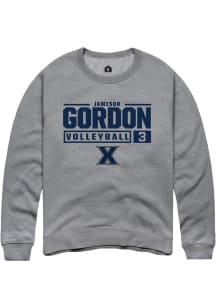 Jamison Gordon  Rally Xavier Musketeers Mens Grey NIL Stacked Box Long Sleeve Crew Sweatshirt