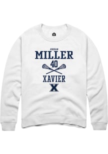 Jordan Miller  Rally Xavier Musketeers Mens White NIL Sport Icon Long Sleeve Crew Sweatshirt