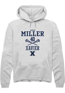 Jordan Miller  Rally Xavier Musketeers Mens White NIL Sport Icon Long Sleeve Hoodie