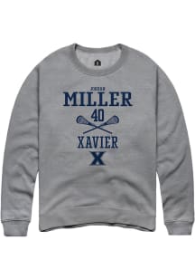 Jordan Miller  Rally Xavier Musketeers Mens Grey NIL Sport Icon Long Sleeve Crew Sweatshirt