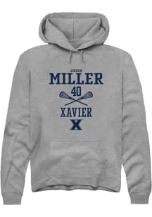 Jordan Miller  Rally Xavier Musketeers Mens Grey NIL Sport Icon Long Sleeve Hoodie