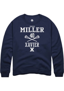Jordan Miller  Rally Xavier Musketeers Mens Navy Blue NIL Sport Icon Long Sleeve Crew Sweatshirt