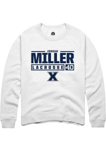 Jordan Miller  Rally Xavier Musketeers Mens White NIL Stacked Box Long Sleeve Crew Sweatshirt