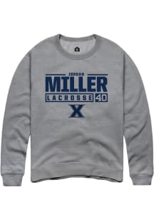 Jordan Miller  Rally Xavier Musketeers Mens Grey NIL Stacked Box Long Sleeve Crew Sweatshirt