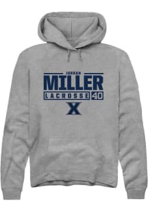 Jordan Miller  Rally Xavier Musketeers Mens Grey NIL Stacked Box Long Sleeve Hoodie
