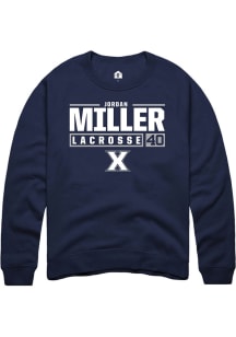 Jordan Miller  Rally Xavier Musketeers Mens Navy Blue NIL Stacked Box Long Sleeve Crew Sweatshir..