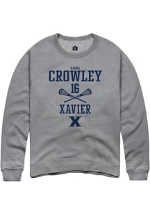 Kirra Crowley  Rally Xavier Musketeers Mens Grey NIL Sport Icon Long Sleeve Crew Sweatshirt