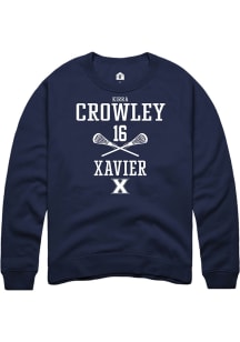 Kirra Crowley  Rally Xavier Musketeers Mens Navy Blue NIL Sport Icon Long Sleeve Crew Sweatshirt