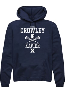 Kirra Crowley  Rally Xavier Musketeers Mens Navy Blue NIL Sport Icon Long Sleeve Hoodie