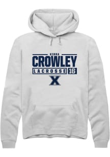 Kirra Crowley  Rally Xavier Musketeers Mens White NIL Stacked Box Long Sleeve Hoodie