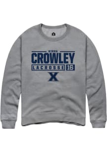 Kirra Crowley  Rally Xavier Musketeers Mens Grey NIL Stacked Box Long Sleeve Crew Sweatshirt