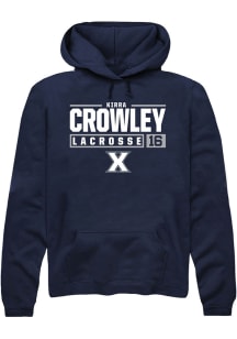 Kirra Crowley  Rally Xavier Musketeers Mens Navy Blue NIL Stacked Box Long Sleeve Hoodie