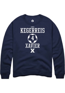 Luke Kegerreis  Rally Xavier Musketeers Mens Navy Blue NIL Sport Icon Long Sleeve Crew Sweatshir..