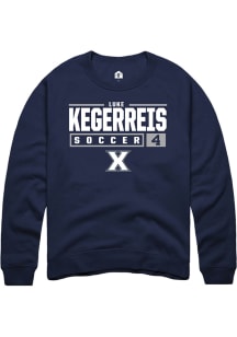 Luke Kegerreis  Rally Xavier Musketeers Mens Navy Blue NIL Stacked Box Long Sleeve Crew Sweatshi..
